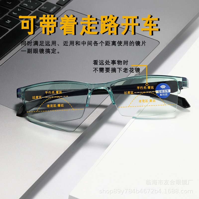 おしゃれな新型老眼鏡 自動度数調整 スマートズーム 高画質 ブルーライトカット 多焦点老眼鏡|undefined