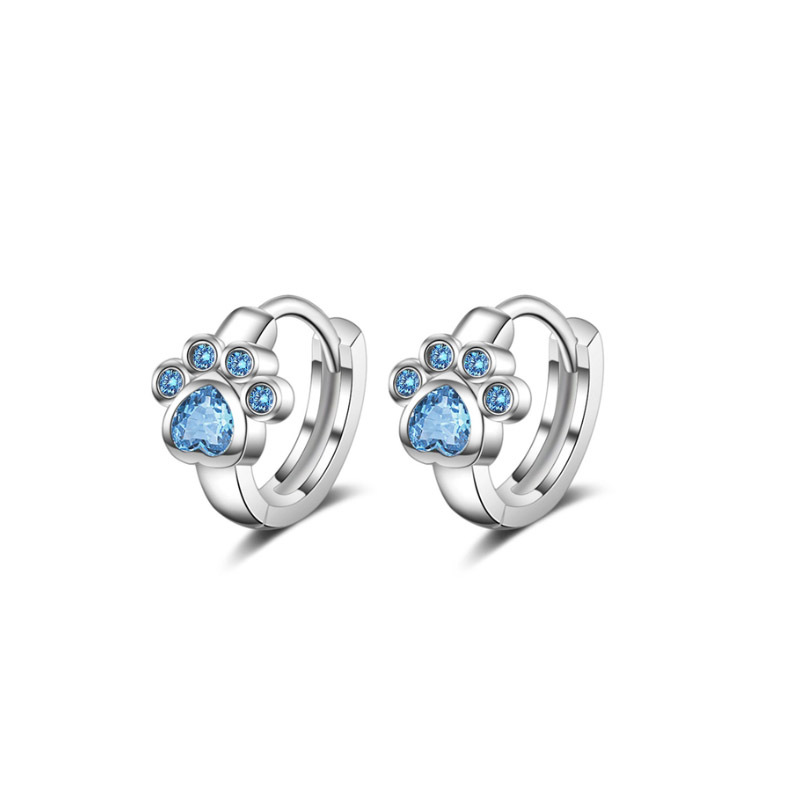 1 Piece Simple Style Paw Print Heart Shape Enamel Plating Inlay Stainless Steel Zircon Earrings display picture 5