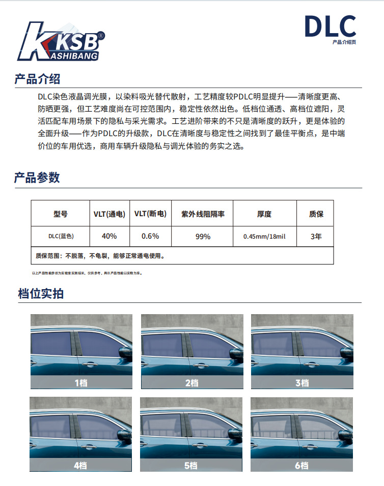 Dlc Dye Liquid Crystal Smart Dimming Film Car Electronically Controlled Color-Changing Heat Insulation Sun Protection Privacy Car Window Glass Film
