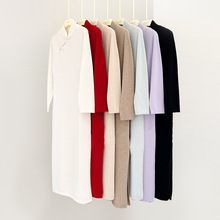 秋冬新款一字扣斜襟改良新中式旗袍羊绒连衣裙侧开叉减龄针织裙袍