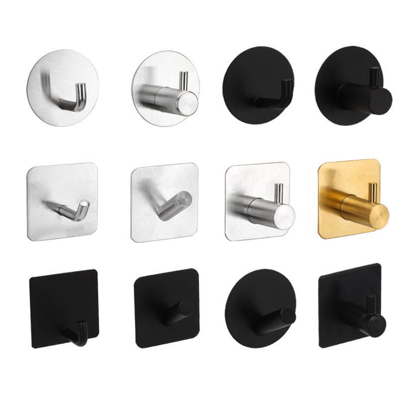 Cross-Border No-Drill Stainless Steel Hook, Strong and Traceless Single Adhesive Hook, Waterproof and Moisture-Proof Hook for Kitchen and Bathroom Doors Cross-Border No-Drill Stainless Steel Hook, Strong and Traceless Single Adhesive Hook, Waterproof and Moisture-Proof Hook for Kitchen and Bathroom Doors