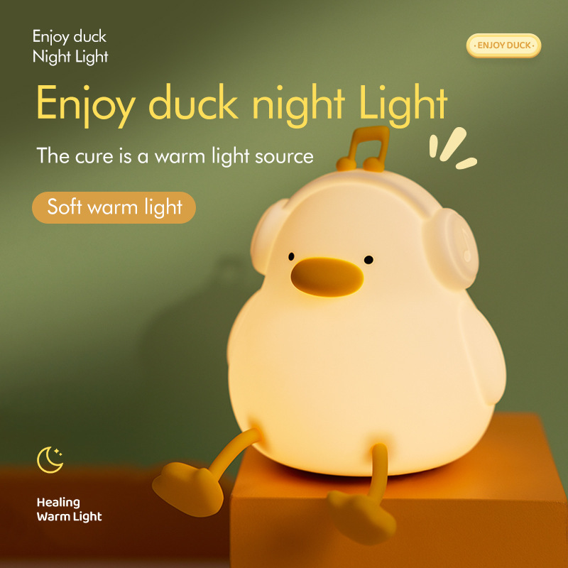 Cross-Border Happy Duck Music Duck Night Light Silicone Pat Lamp Bedside Children's Ornament Gift Bedroom USB Charging