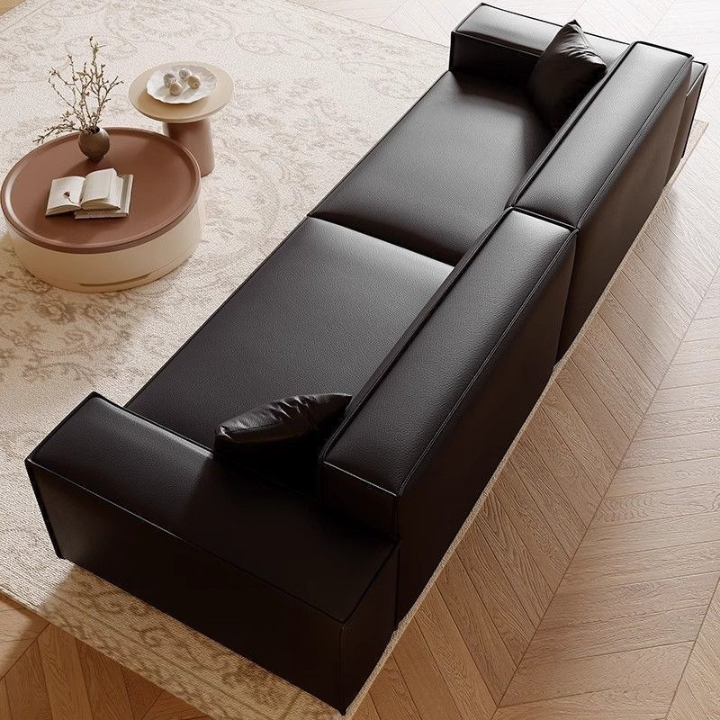 Italian-Style Living Room Modern Minimalist Eco-Friendly Straight-Line Internet-Famous Black Sofa Minimalist Tofu Block Sofa