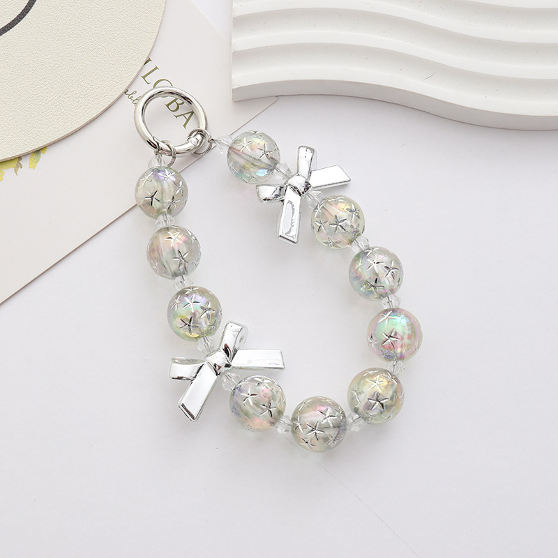 Japón y Corea del Sur color ins hecho a mano con cuentas flor llavero cordón de muñeca macaron color pétalo cordón de teléfono móvil en stock