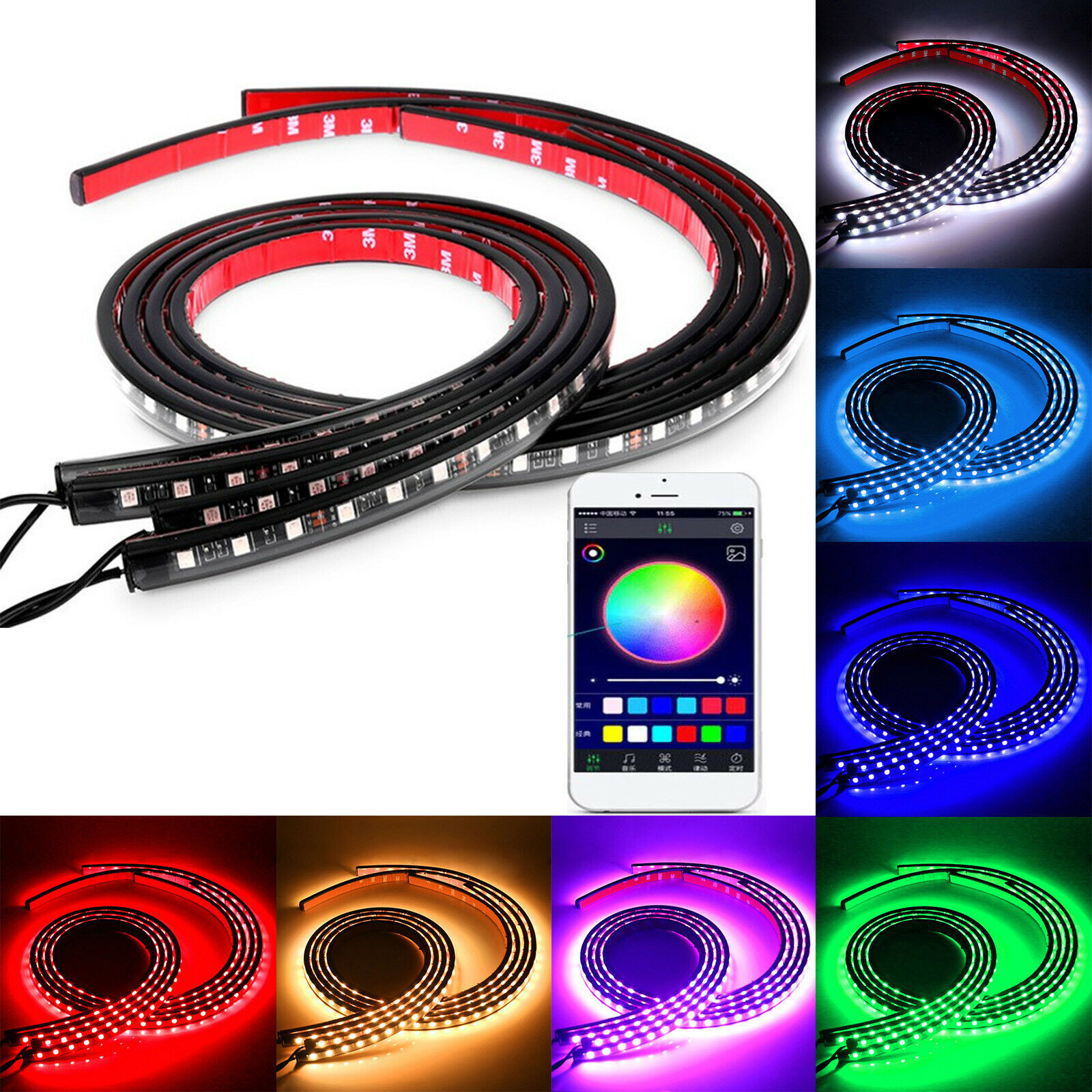 Auto colorido RGB chasis lámpara de decoración APP luz de control de voz 90 * 120CM luz de atmósfera luminosa luz de neón