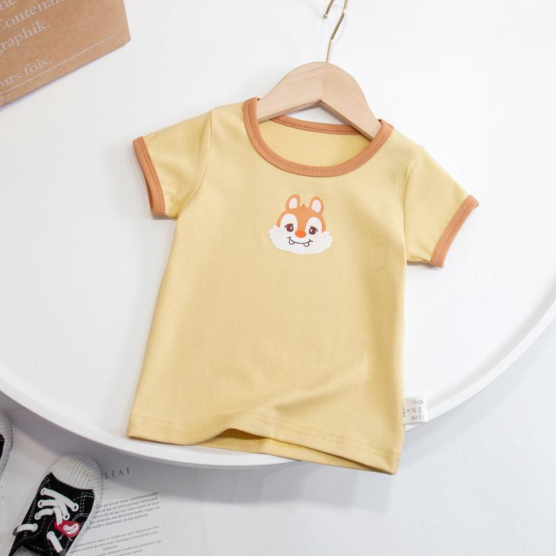 子供半袖Tシャツ2025夏新スタイル男の子と女の子フルプリントトップストレンディブランドベビーポケット半袖T薄底|undefined