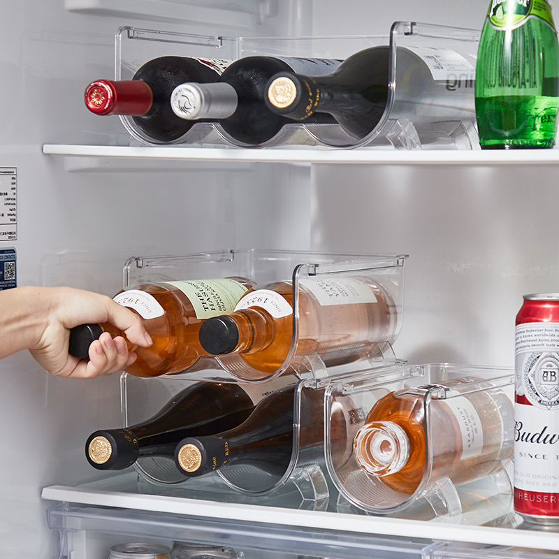 Refrigerator Red Wine Storage Rack Storage Rack Artifact Household Superposable Transparent Storage Box Beer Beverage Storage Box