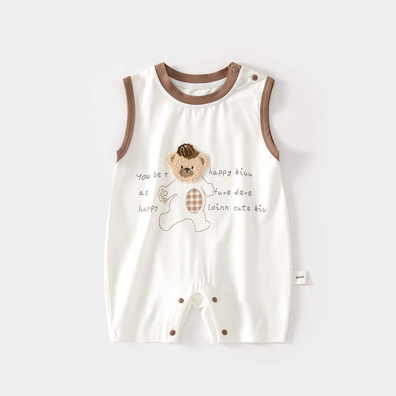Baby Summer Modal Sleeveless Romper Newborn Seamless Jumpsuit Air-Conditioned Clothing Infant Toddler Crawling Suit