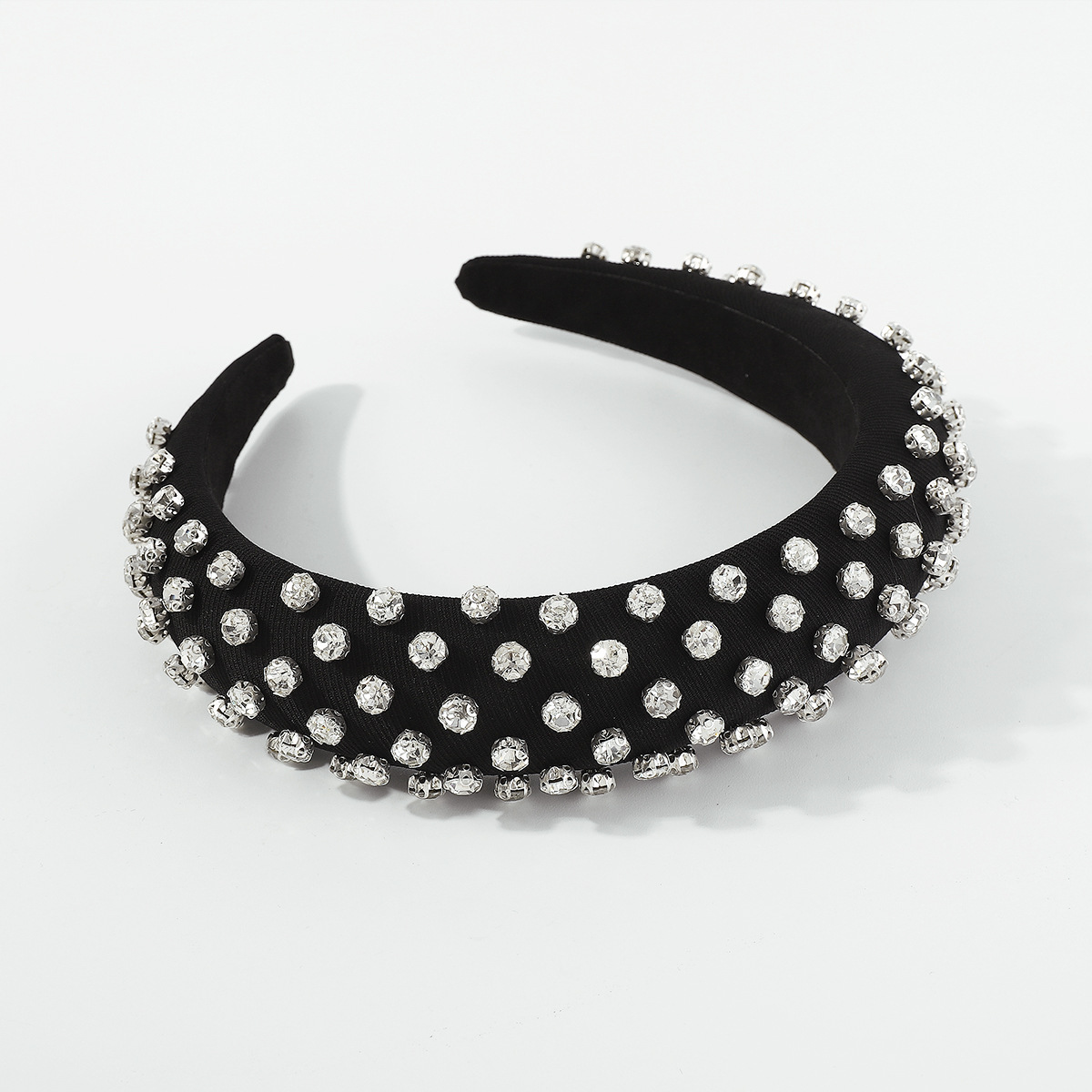 Simple Style Commute Color Block Solid Color Cloth Handmade Inlay Rhinestones Hair Band display picture 2