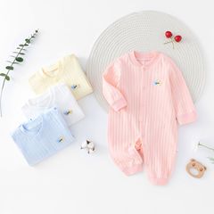 新款嬰幼兒衣服春秋季男女童連體衣全棉無骨寶寶長袖爬服一件代發