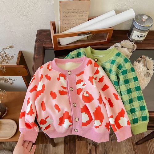 Children's Knitted Top New Autumn/Winter Boys' Girls' Jacket Top Baby Warm Cardigan Thick Outerwear