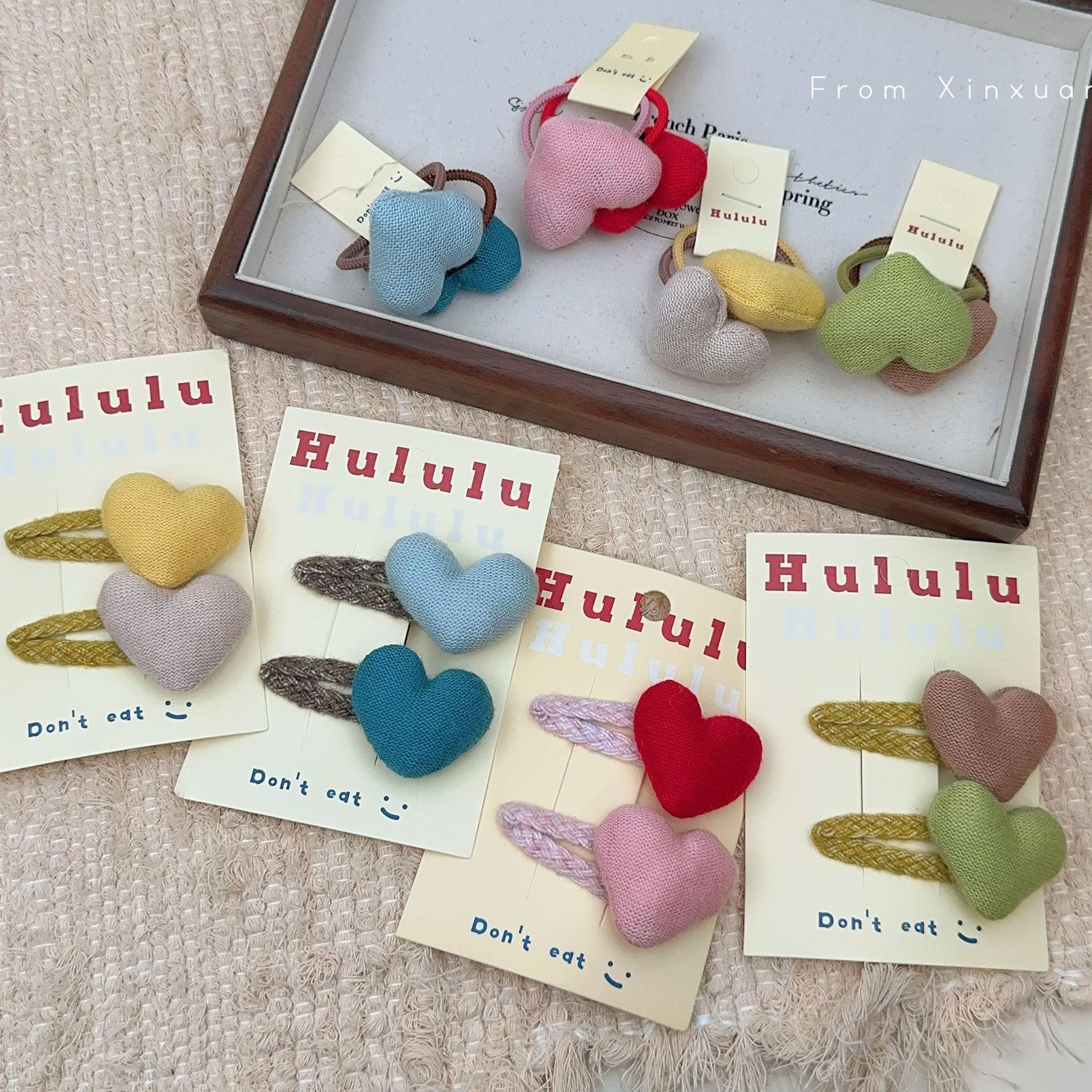 Herbst und winter neue farbe tuch herz haarnadel nette süße wolle baby clip hohe pferdeschwanz kinder gummiband haar zubehör_voghion.com
