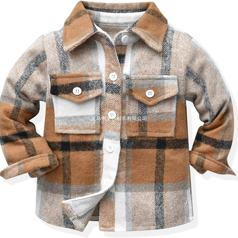 Flannel Shirt Factory Customized Kidsren's Shirt Jacket Winter Fashion Versatile Shirt