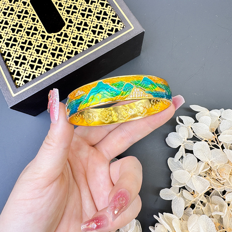 Brazalete de palacio colorido oro de arena vietnamita al por mayor, moda nacional china, joyería universal