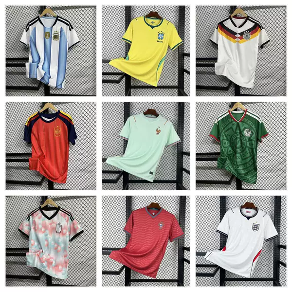 2026 World Cup Brazil Argentina Germany Portugal Spain England France home and away jerseys with numbers printed on them