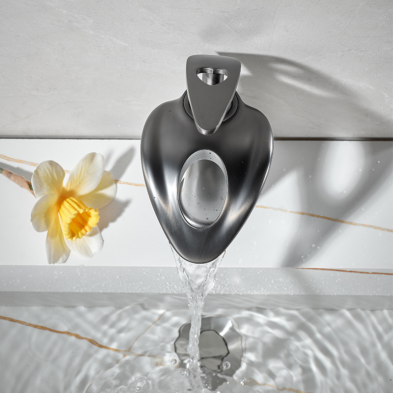 Grifos creativos de cascada gris lavabo gabinete de baño frío y caliente agregar lavabo de cobre doméstico