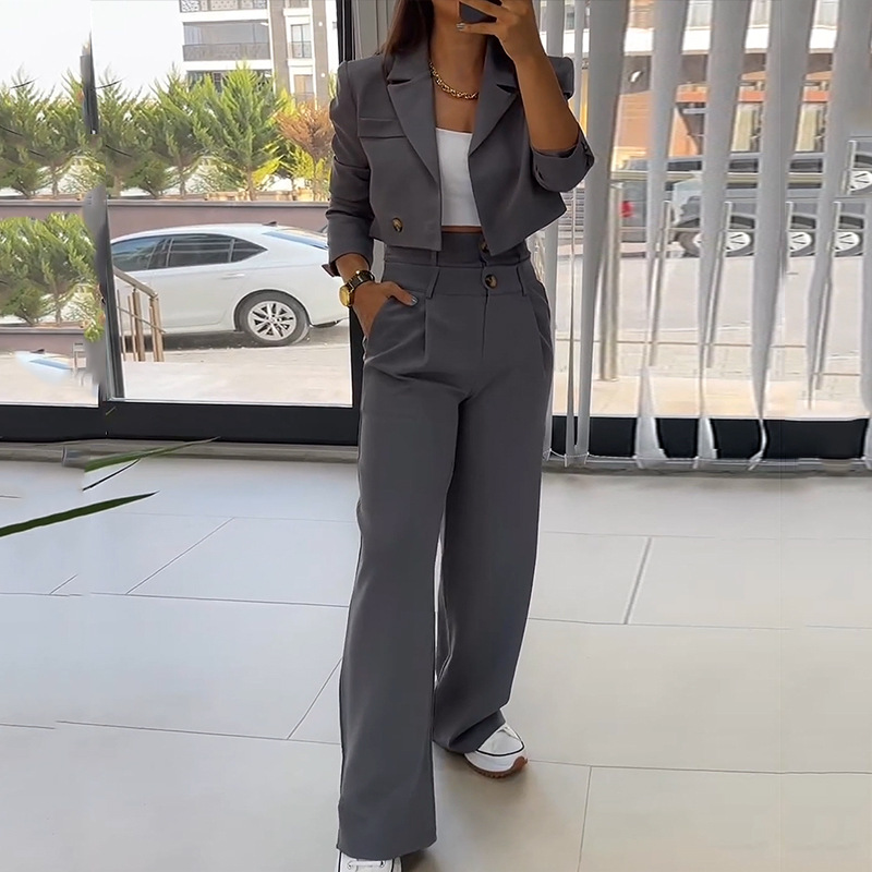 Casual High-Waisted Trousers Suit