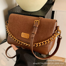 高级感复古磨砂链条小方包2024新款豹纹百搭休闲通勤单肩斜挎包
