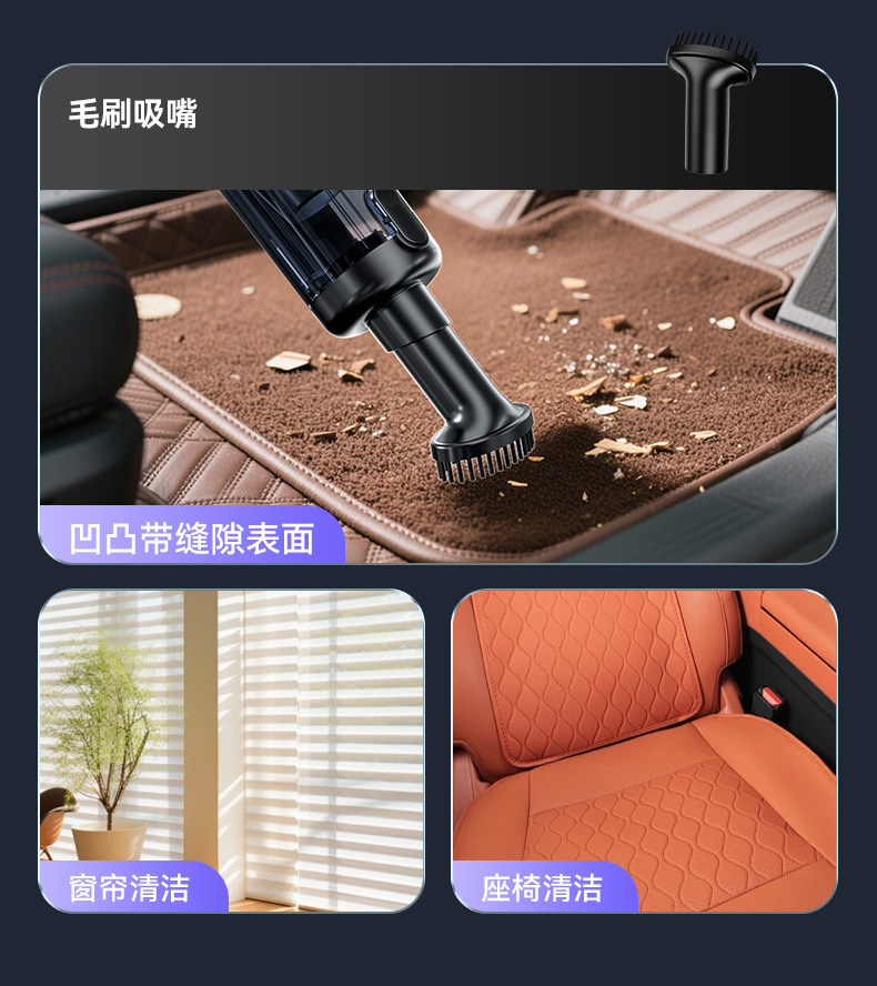 Car Vacuum Cleaner, Wireless Charging, Multi-Functional, High-Power Vacuum Cleaner, Household Portable Handheld Vacuum Cleaner