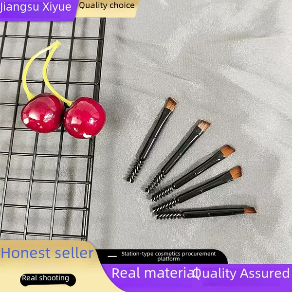 Disposable spiral eyelash brush black aluminum tube oblique brush makeup brush double-headed eyebrow brush eyelash brush oblique eyebrow brush