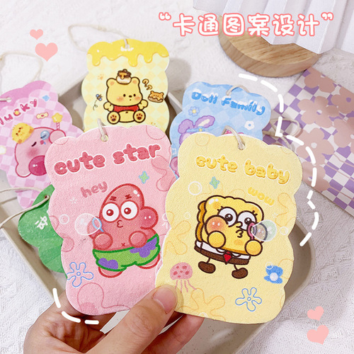 Original sponge wipe magic wipe kitchen compressed cartoon wooden paddle cotton dishwashing wipe durable decontamination non-stick oil cute