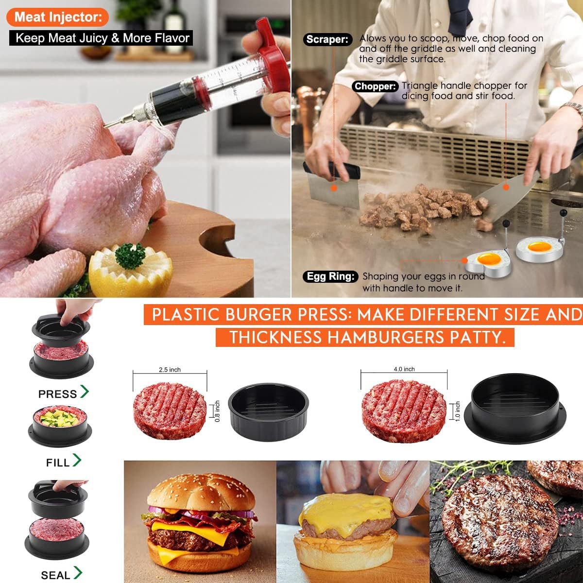 Amazon Hot sale acero inoxidable plate-yaki set de hamburguesas de cocina pala combinación de campamento al aire libre BBQ herramientas de barbacoa
