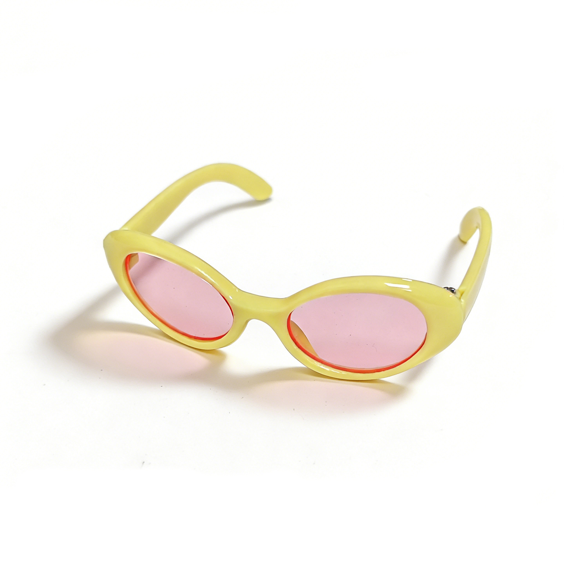 Unbranded Hirono Nagano Bear 6.5cm Yellow Oval Frame Doll Sunglasses