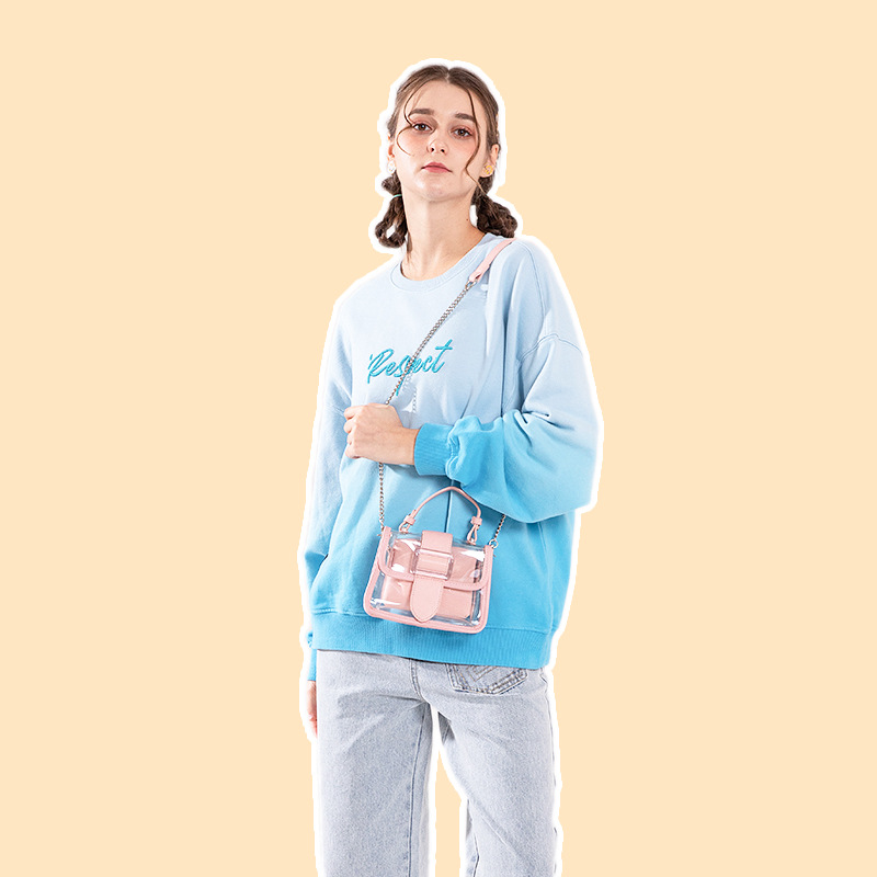 Fashion Style Square Shape Small Size Women's Small Pvc Solid Color Fashion Square Flip Cover Jelly Bag