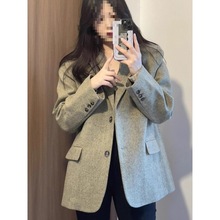 毛呢小西装女短款小个子宽松英伦风高级感秋冬季羊毛2024大衣外套