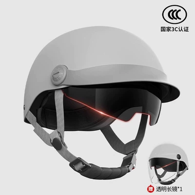 Helmet for All Seasons, Summer Breathable — Motosiklet kaskı (dəbilqə) - 3c-certification-shenjing-gray-hat-brim-sunscreen-inner-mirror-transparent-long-mirror
