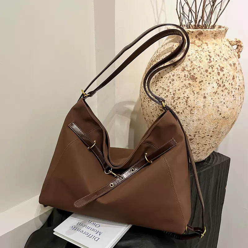 Demi-season shoulder bag, capacious matte backpack