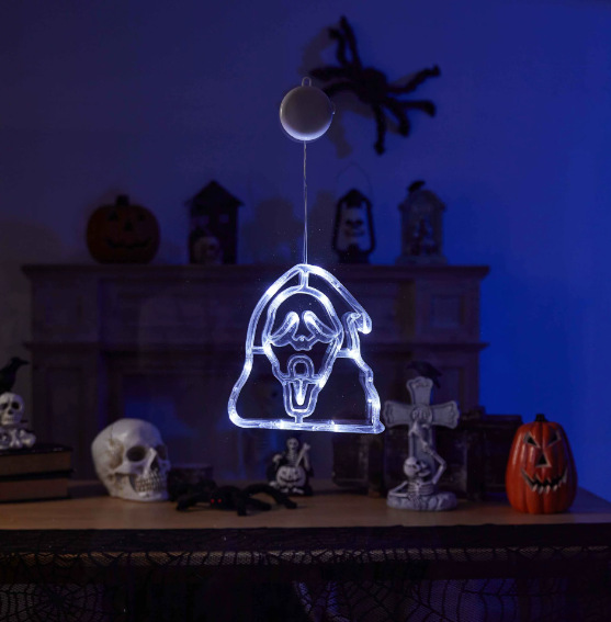 Decoración de Halloween linterna de calabaza bruja murciélago lámpara de ventosa cadena de luz LED atmósfera de fiesta transfronteriza luz de colores luz de ventana