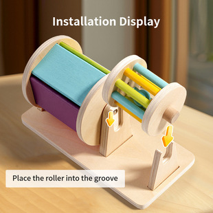 Wooden Textile Drum Infant Color Cognitive Sensory Concentration Toy Hand-Eye Coordination Montessori Early Education Aids