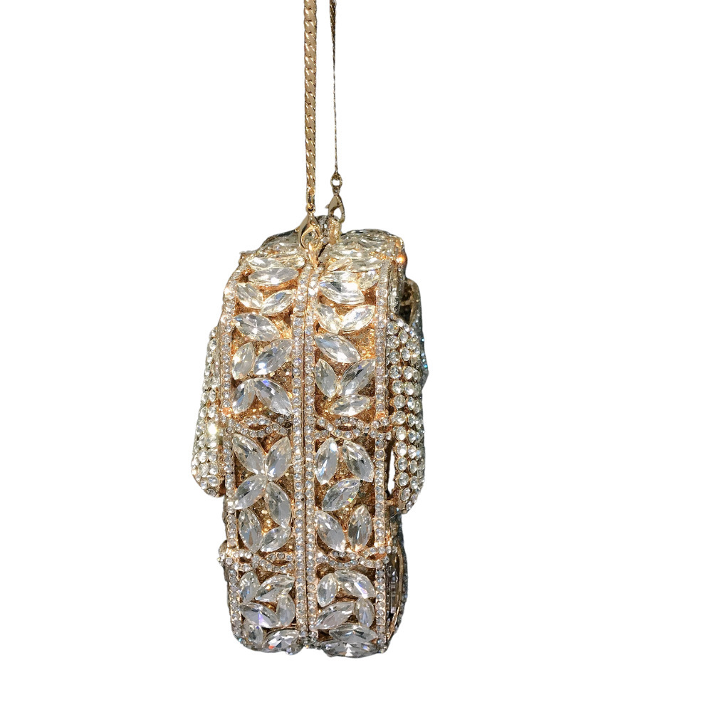 Sirena de diamantes hechos a mano bolsa de cena de metal vacío caja dura llena de diamantes bolsa de mano de mujer Stone Clutch