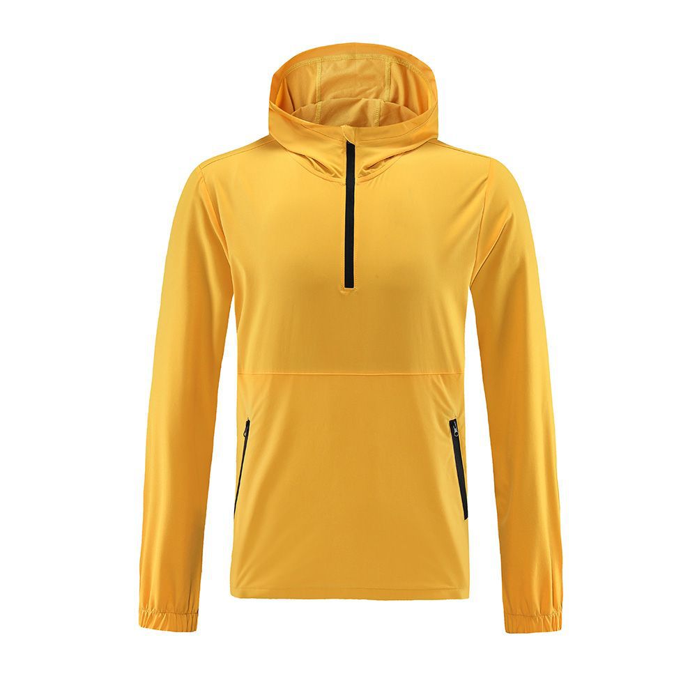 Otoño e invierno deportes de secado rápido ropa deportiva de los hombres media cremallera con capucha manga larga fitness running chaqueta deportiva color sólido top