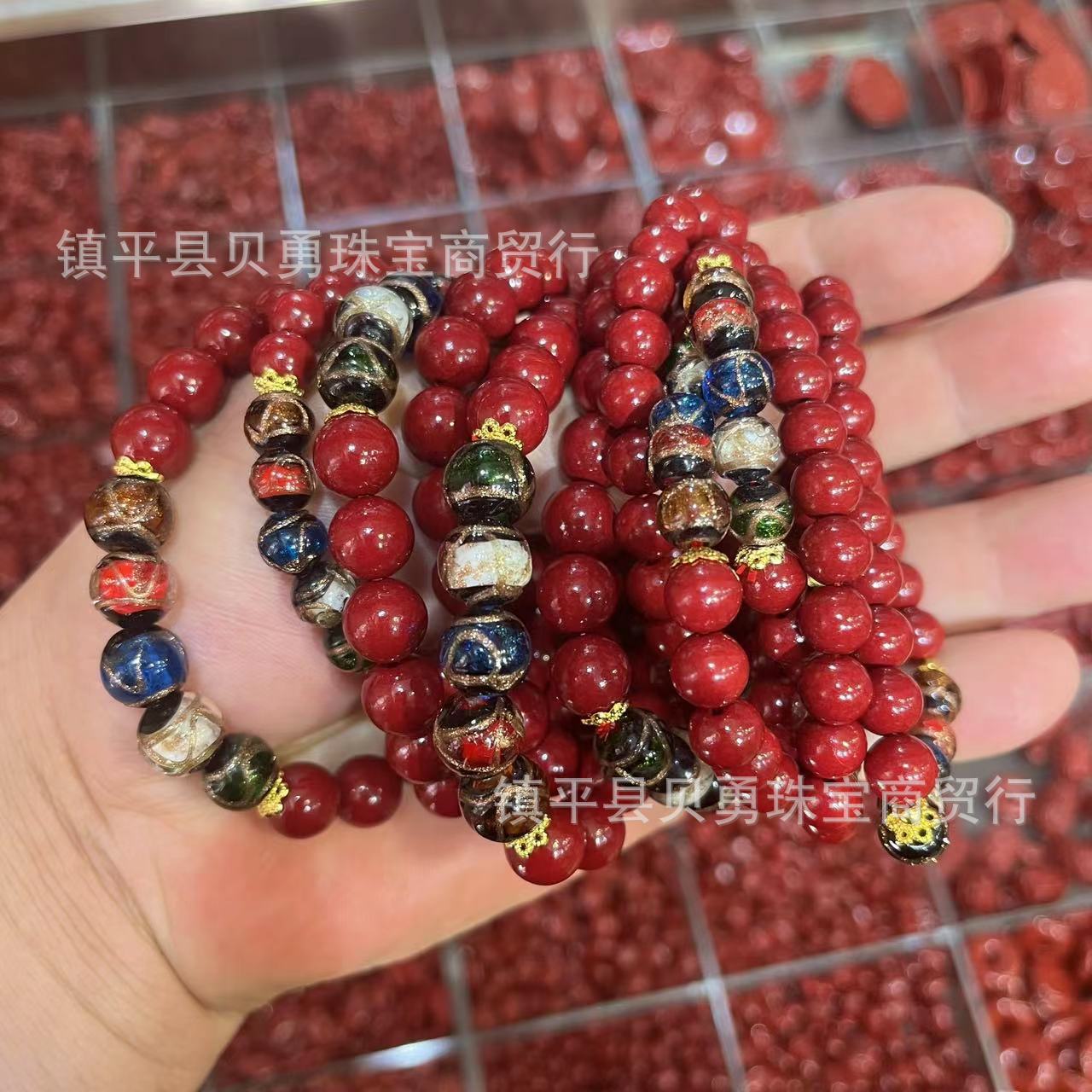 Wholesale Zisha Purple Gold Sand Incense Ash Glass Five Path God of Wealth Creative Bracelet and Bead Necklace
