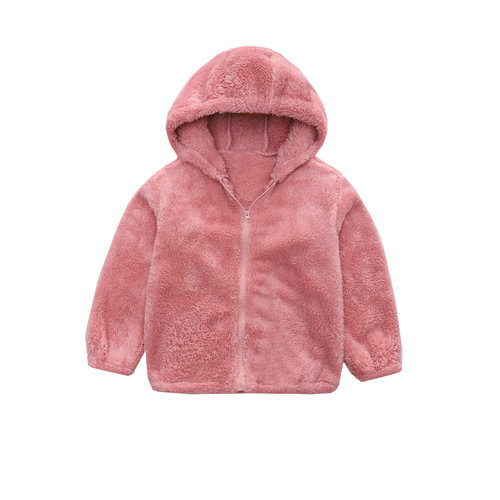 Children's Fleece Jacket for Autumn and Winter - Unisex Hooded Zip-Up Wool Sweater Top for Big Kids - Casual Warm Outerwear