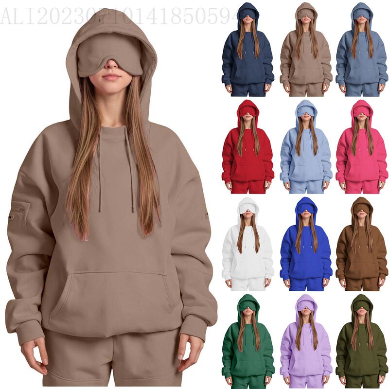 Cross-Border European and American Aliexpress New Casual Loose-Fitting Hooded Sweatshirt with Eye Mask Amazon Top Cross-Border European and American Aliexpress New Casual Loose-Fitting Hooded Sweatshirt with Eye Mask Amazon Top
