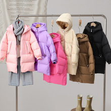 儿童绒服2025新款冬外套男童羽绒中大童女童加厚保暖中长款棉服韩
