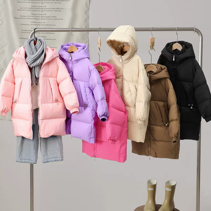 儿童绒服2025新款冬外套男童羽绒中大童女童加厚保暖中长款棉服韩