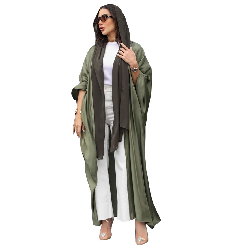 MQ129 Middle East Modest Fashion Abaya Cardigan Batwing Sleeve Long Robe European Muslim Women's Clothing_ecoleips.com