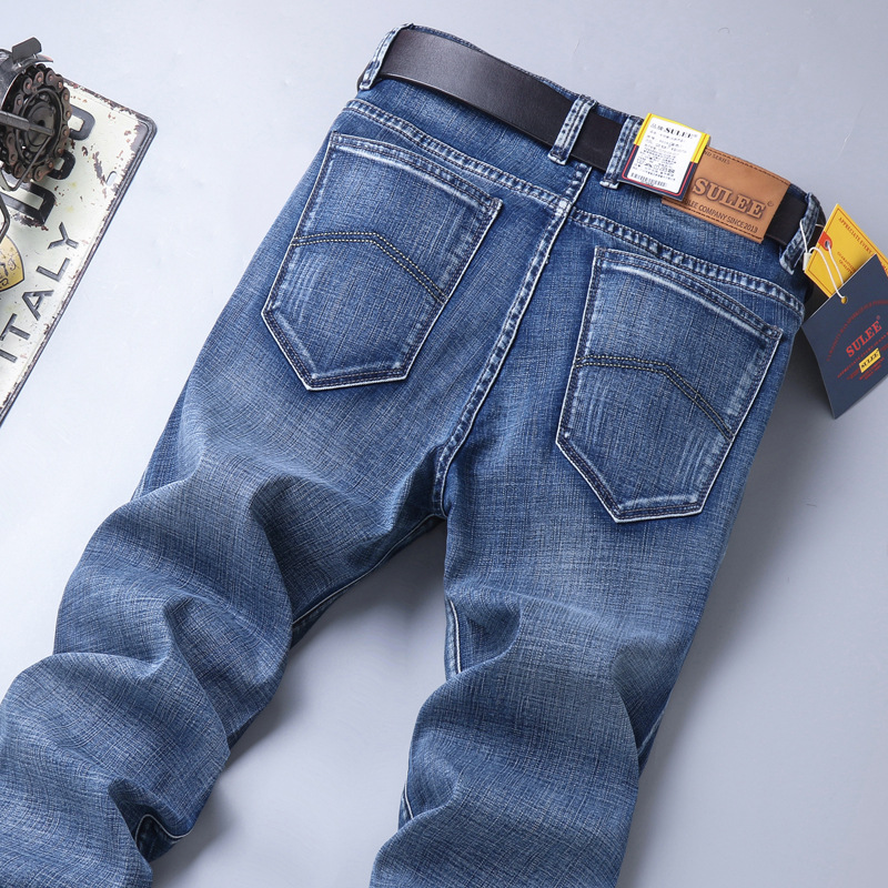 Pantalones Vaqueros para Hombre Su Lee, Otoño e Invierno, Corte Recto, Holgados, Elásticos, de Negocios, Modernos, de Marca, Transfronterizos