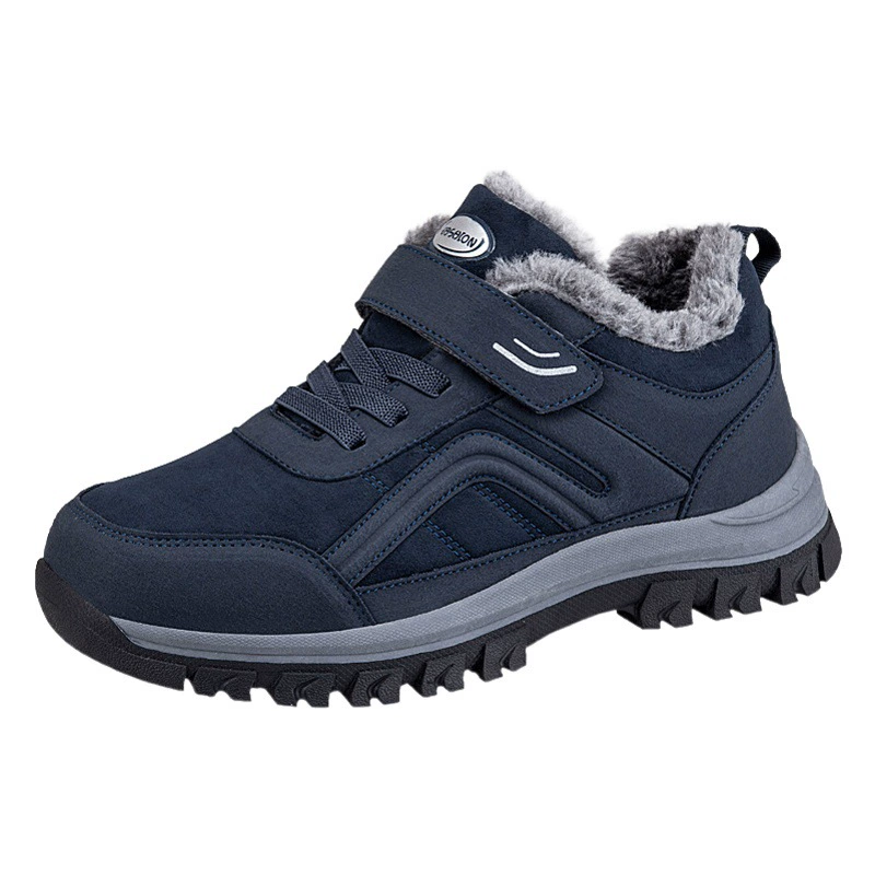 Обувь для пожилых людей, Мужская зимняя теплая нескользящая обувь для пап, утолщенная и Расширенная прогулочная обувь для пожилых людей на флисовой подкладке, мужская обувь с увеличенным ростом