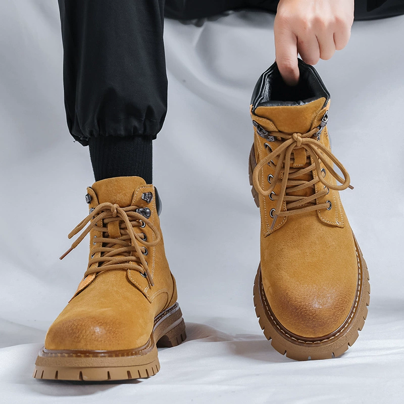 Martin сапоги мужской дикий британский стиль высокий стиль большой желтый сапоги мужской толстой подошвы увеличены сапоги на открытом воздухе 6711-K