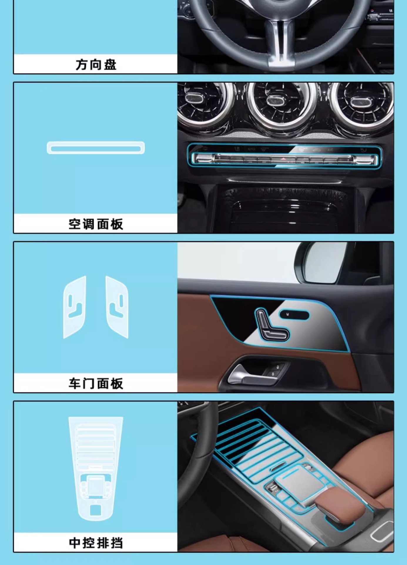 24-25 Models Mercedes-Benz Glb200/220 Center Console Protective Film Gla Interior Protection Navigation Screen Tempered Film Modification Parts
