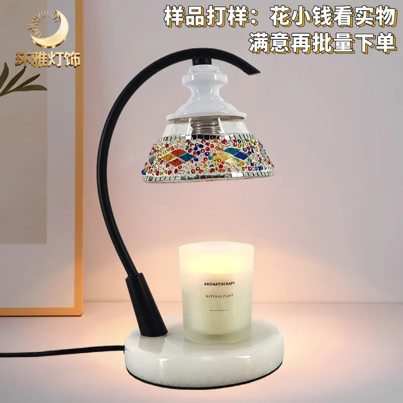 Retro Candle Heating Lamp, Dimmable Melted Wax Lamp, Romantic Fragrance to Help God, Bedside Wax Lamp, Tiffany Aromatherapy Lamp