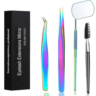 High-density grafting eyelash tweezers planting eyelash flowering tweezers gold feather clamp straight tweezers eyelash mirror eyelash brush