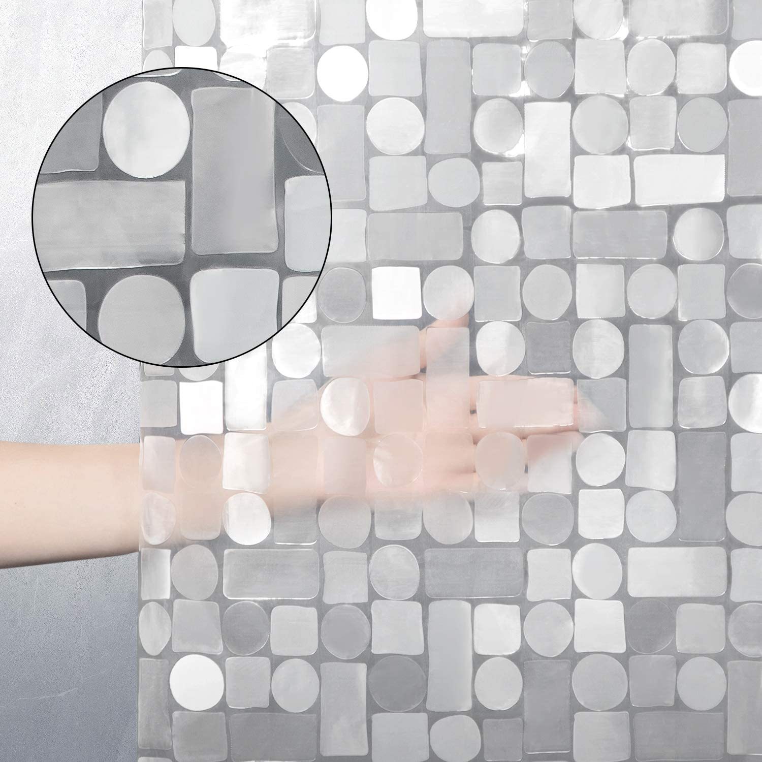 Cortina de ducha semitransparente con diseño de cubo de agua 3D, disponible para dropshipping, impermeable, antiadherente, gruesa y resistente al moho.