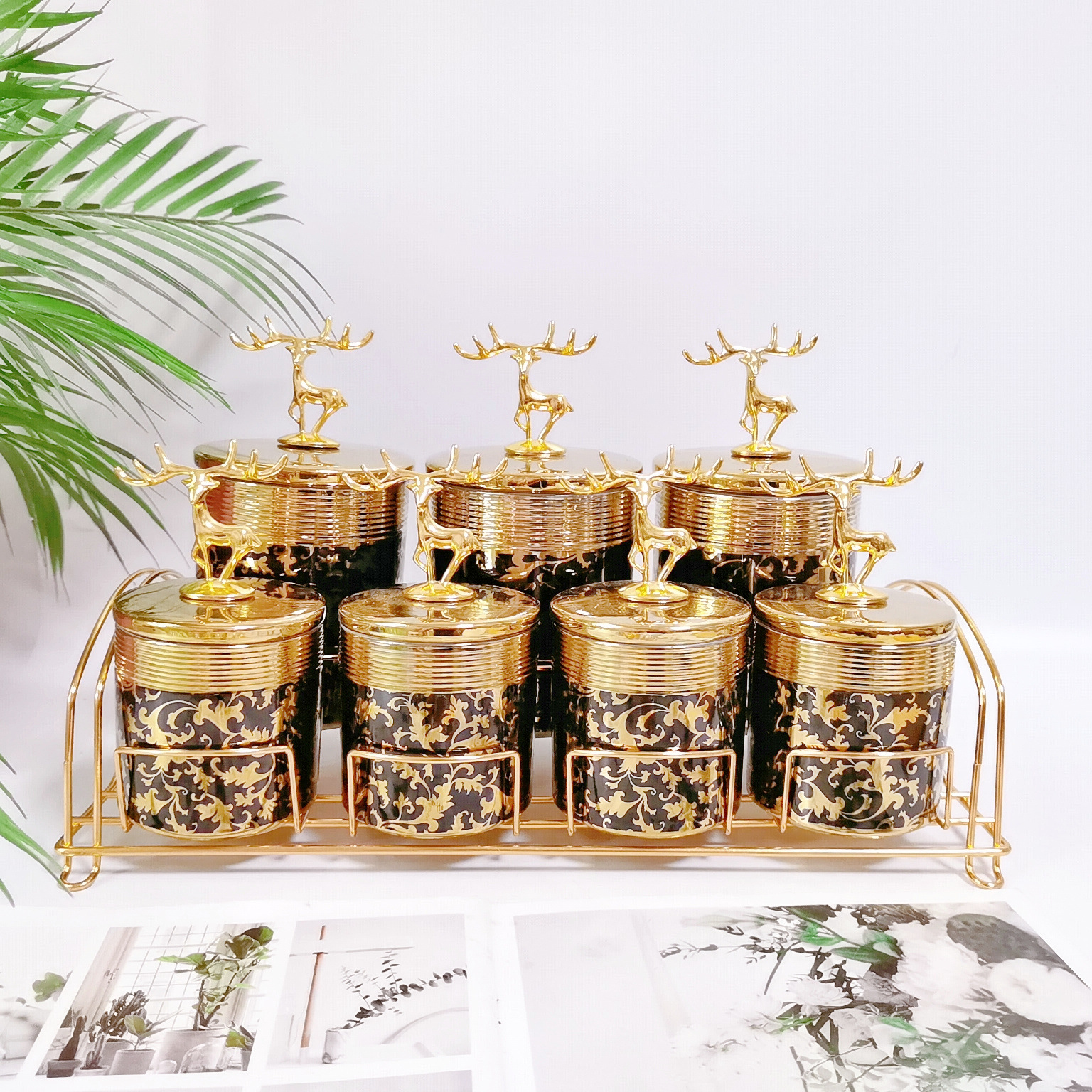 Comercio exterior transfronterizo de cerámica sellada tarro cocina almacenamiento condimento tarro multi-grano de almacenamiento de dulces tarro café té tarro traje