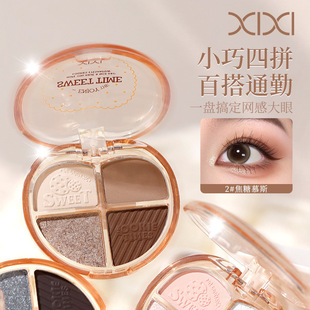 Xixi Heart Story Four-Color Eyeshadow Pearlescent Matte Natural Color Glitter Highlight Brightening Silkworm Eyeshadow All-In-One